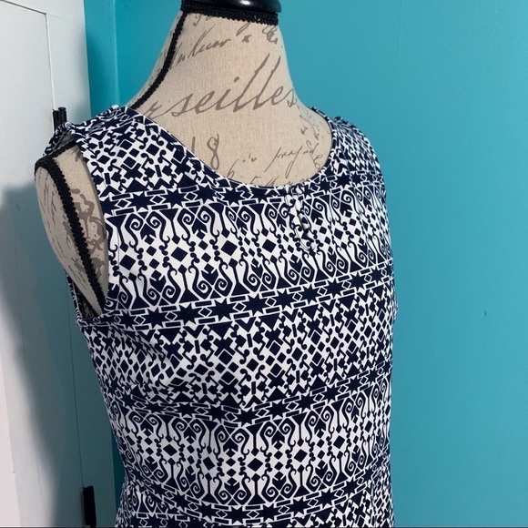 Nwot TALBOTS PETITES Navy/White Printed Dress - Picture 4 of 6